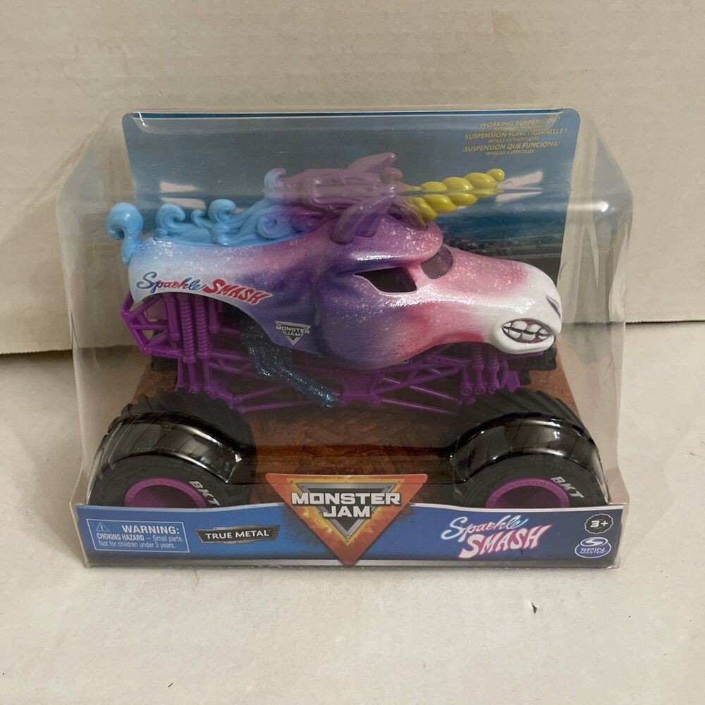 Monster Jam Sparkle Smash True Metal 1:24 Unicorn Glitter Spin Master Sealed